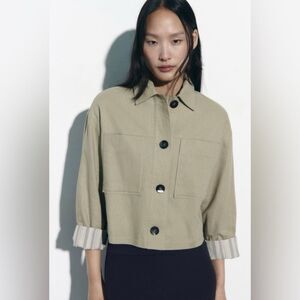 Zara Linen Blend Cropped Jacket